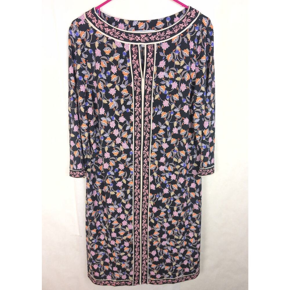 Wisp black floral stretch knit midi dress Size 14 Boho Cottagecore Prairie